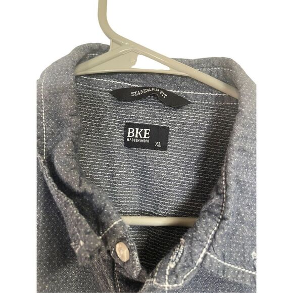 BKE Men's Button-Up Textured Collared Short Sleeve Button-Up Gray Shirt XL - Picture 5 of 12